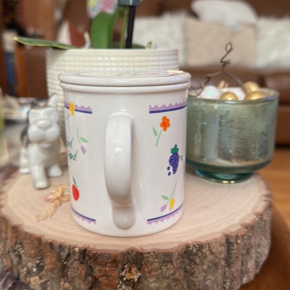 Hallmark Cards VTG Friend Mug with lid/coaster Fruit and  Flower pattern - Picture 2 of 7